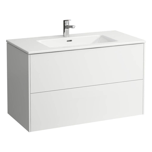 Laufen - Combipack 1000 mm, washbasin ''slim'' with vanity unit ''Base'' with 2 drawers, incl. drawer organizer, wall mounted - White Glossy
