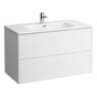 Laufen - Combipack 1000 mm, washbasin ''slim'' with vanity unit ''Base'' with 2 drawers, incl. drawer organizer, wall mounted - White Glossy
