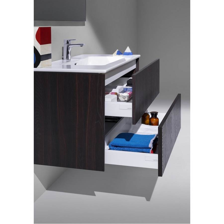 Combipack 1000 mm, washbasin ''slim'' with vanity unit ''Base'' with 2 drawers, incl. drawer organizer, wall mounted
