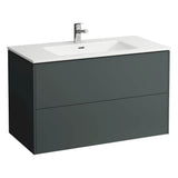 Laufen - Combipack 1000 mm, washbasin ''slim'' with vanity unit ''Base'' with 2 drawers, incl. drawer organizer, wall mounted - Traffic Grey