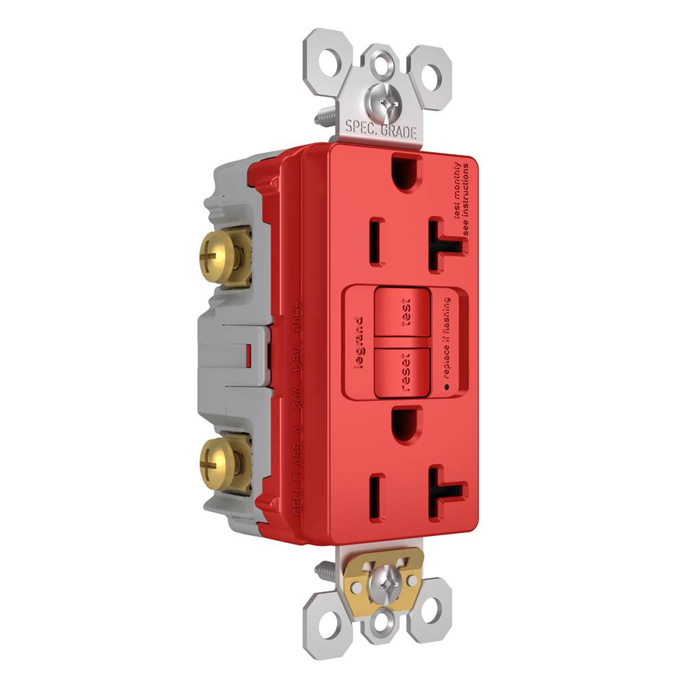 radiant Spec-Grade 20A Tamper-Resistant Self-Test GFCI Receptacle, Red