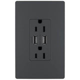 Legrand - radiant 15A Tamper-Resistant USB Outlet, Graphite - Graphite