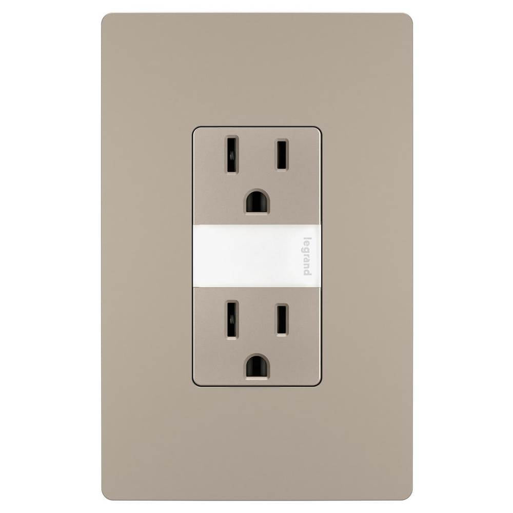 Legrand - radiant 15A Tamper-Resistant Outlet with Night Light, Nickel - Nickel