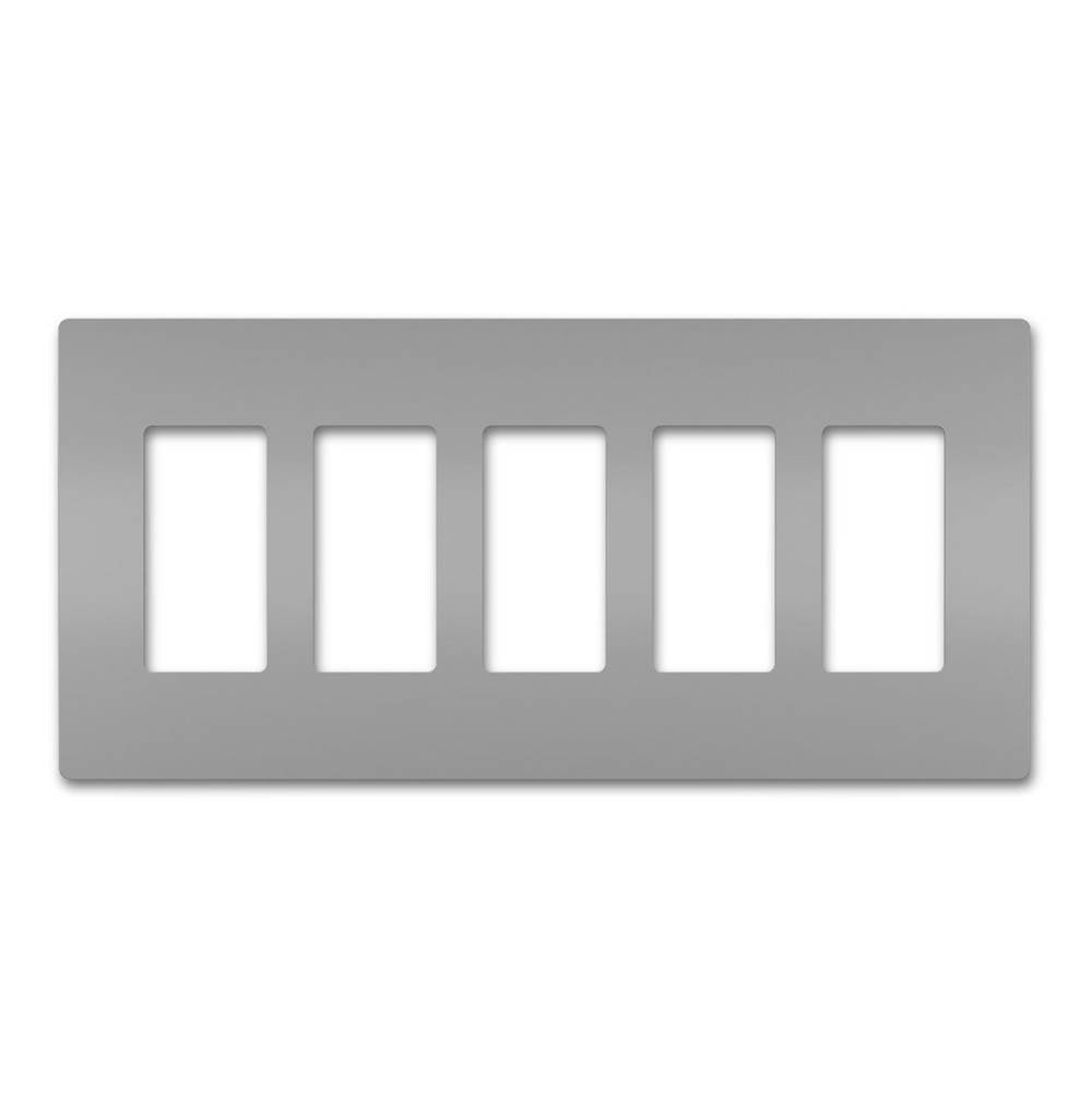 Legrand - radiant Five-Gang Screwless Wall Plate, Gray - Gray
