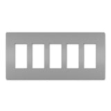 Legrand - radiant Five-Gang Screwless Wall Plate, Gray - Gray