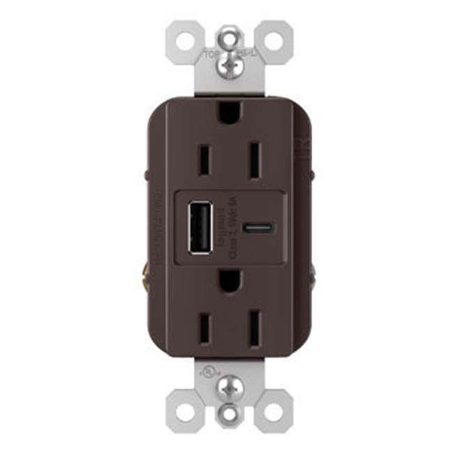radiant 15A Tamper-Resistant Ultra-Fast USB Type-A/C Outlet, Dark Bronze