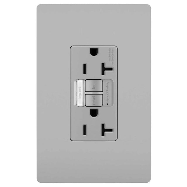 Legrand - radiant 20A Tamper-Resistant Self-Test GFCI Outlet with Night Light, Gray - Gray