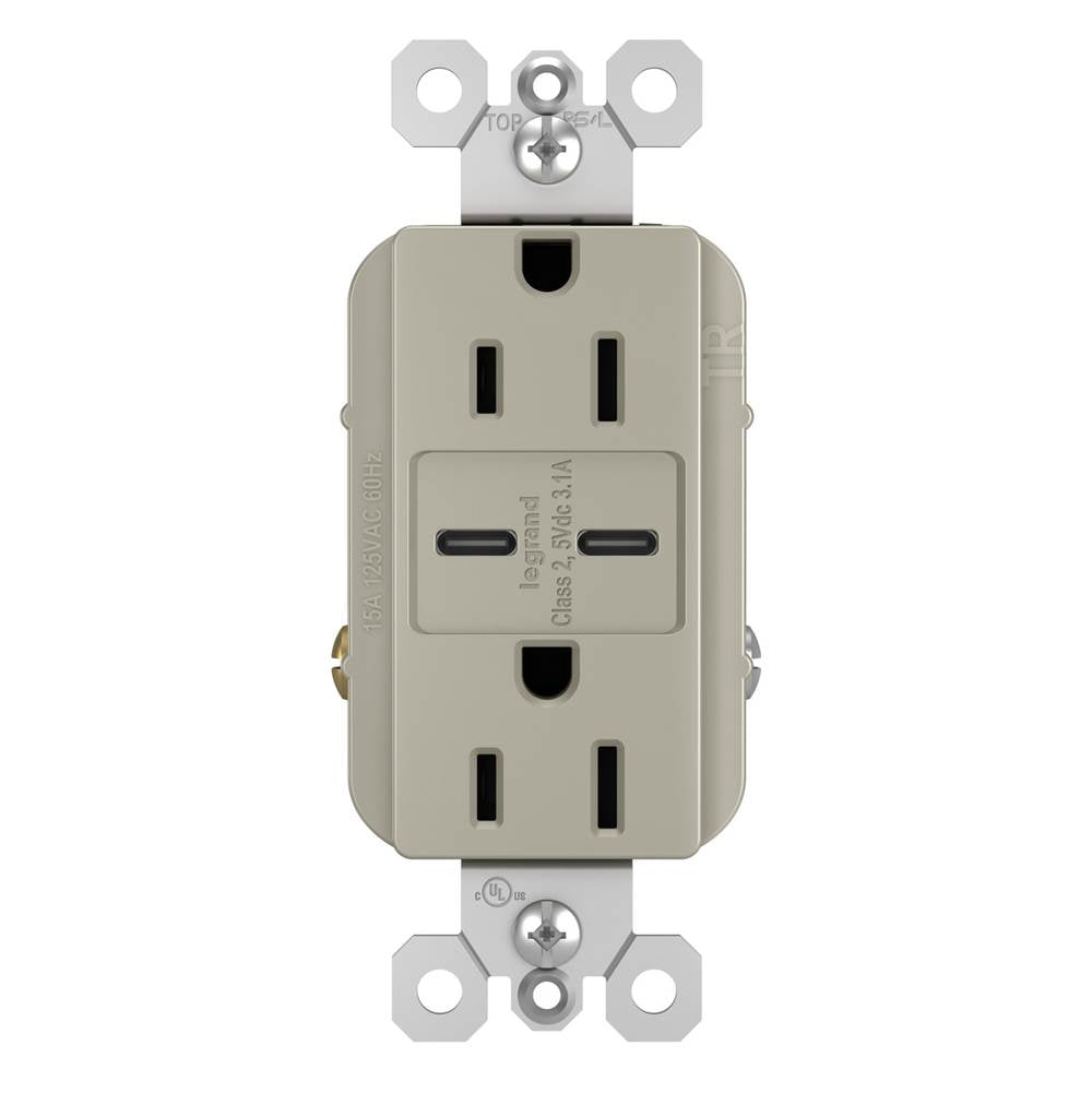 radiant 15A Tamper-Resistant USB Type C/C Outlet, Dark Bronze