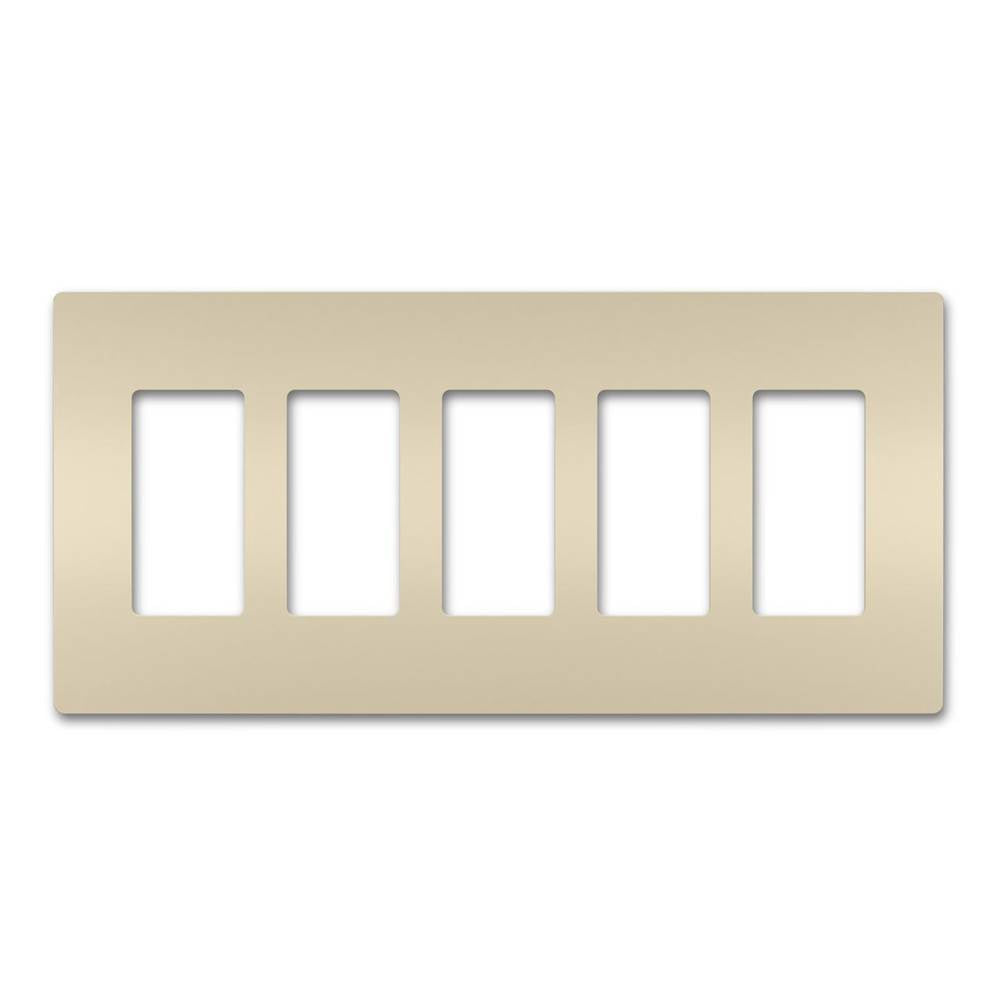 Legrand - radiant Five-Gang Screwless Wall Plate, Light Almond - Light Almond