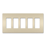 Legrand - radiant Five-Gang Screwless Wall Plate, Light Almond - Light Almond