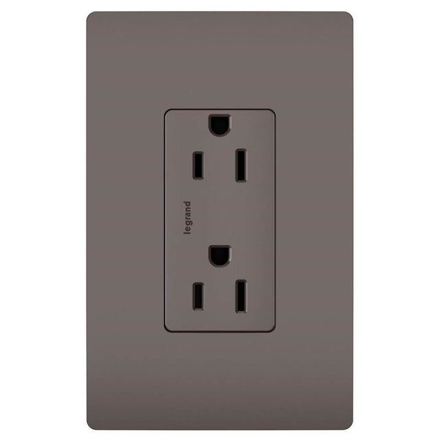 Legrand - radiant 15A 125V Duplex Tamper-Resistant Outlet, Brown - Brown