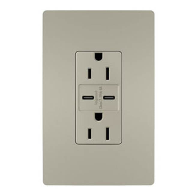 Legrand - radiant 15A Tamper-Resistant Ultra-Fast USB Type C/C Outlet, Nickel - Nickel