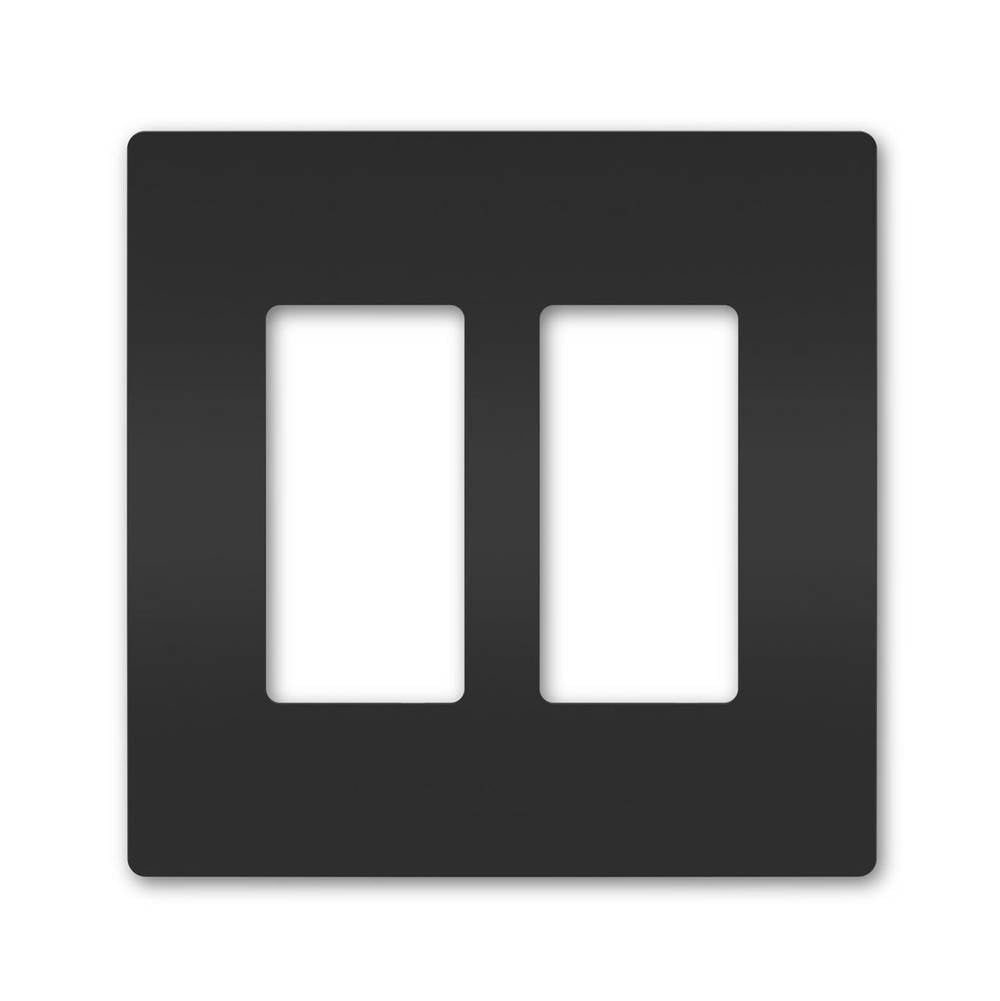 Legrand - radiant Two-Gang Screwless Wall Plate, Black - Black