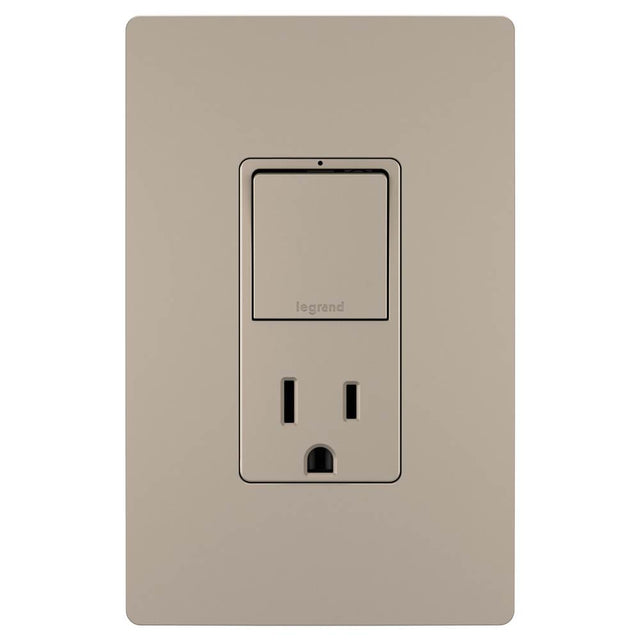 Legrand - radiant Single-Pole/3-Way Switch with 15A Tamper-Resistant Outlet, Nickel - Nickel