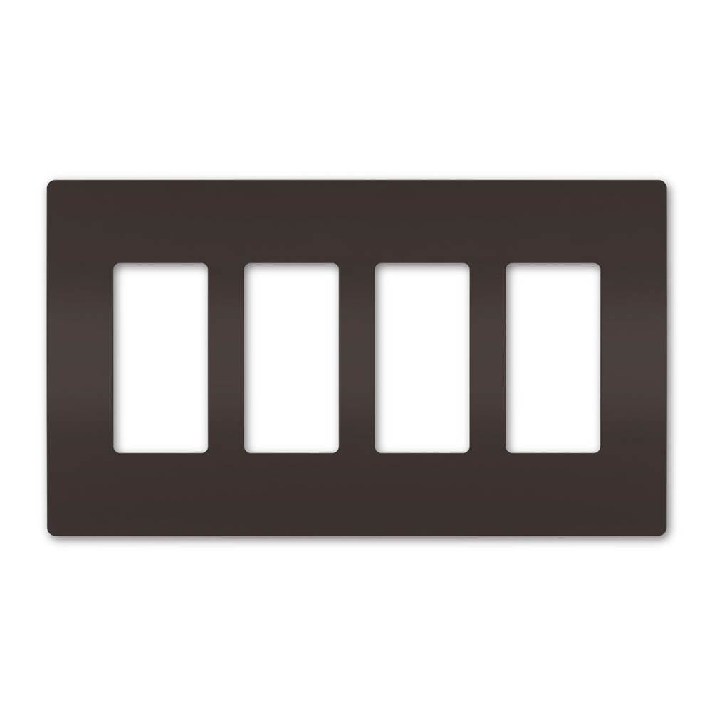 Legrand - radiant Four-Gang Screwless Wall Plate, Brown - Brown