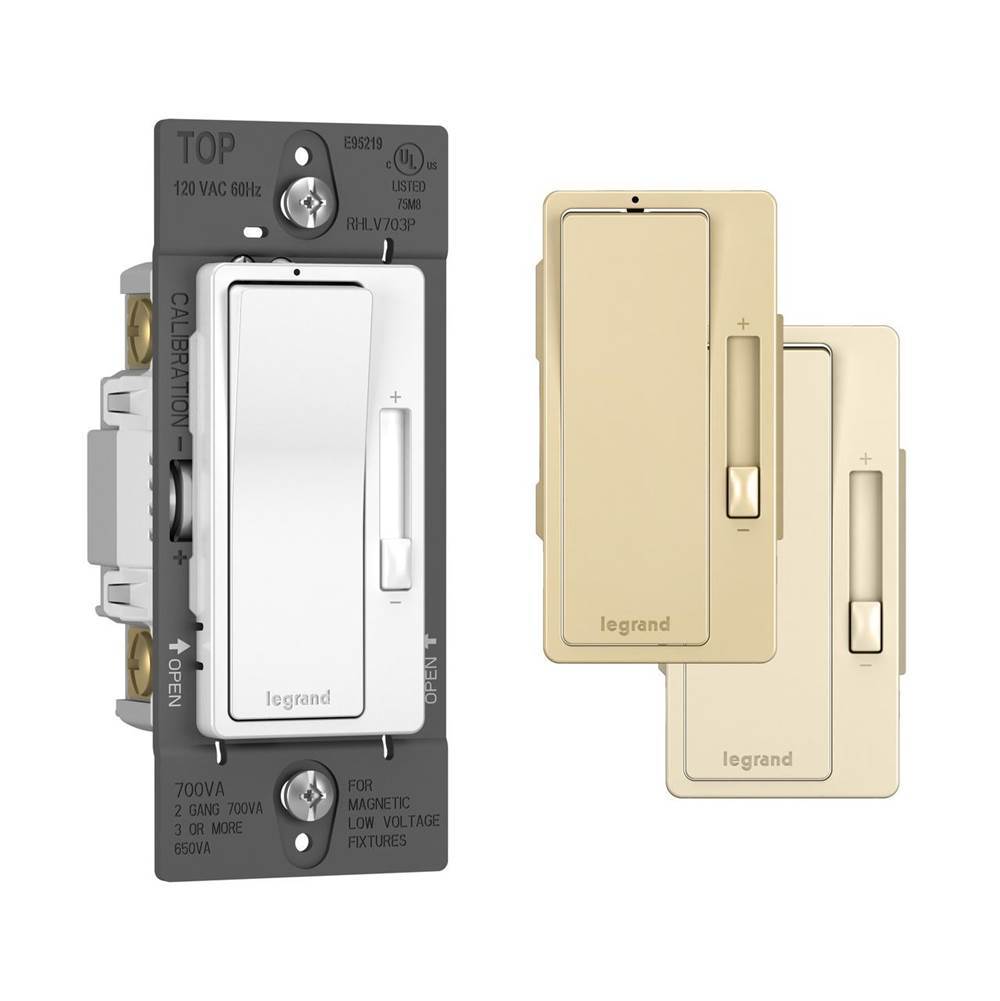 radiant 120V, 700VA Magnetic Low-Voltage Single Pole/3-Way Dimmer, Tri Color (WH, IV, LA)
