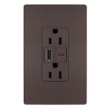 Legrand - radiant 15A Tamper-Resistant USB Type A/C Outlet, Dark Bronze - Dark Bronze