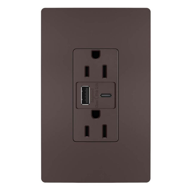 Legrand - radiant 15A Tamper-Resistant USB Type A/C Outlet, Dark Bronze - Dark Bronze