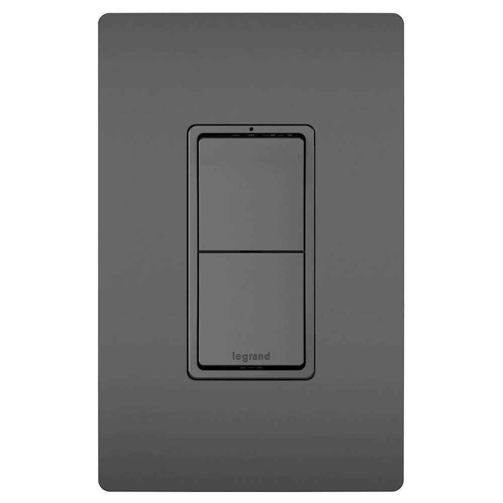 Legrand - radiant Two Single-Pole Switches, Black - Black