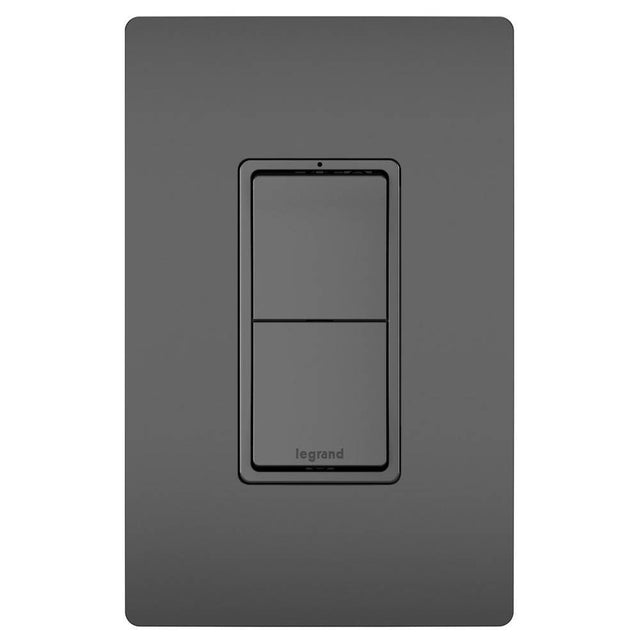 Legrand - radiant Two Single-Pole Switches, Black - Black