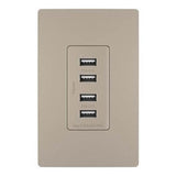 Legrand - radiant Quad USB Charger, Nickel - Nickel