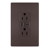 Legrand - radiant 15A Tamper-Resistant Ultra-Fast USB Type-A/C Outlet, Dark Bronze - Dark Bronze