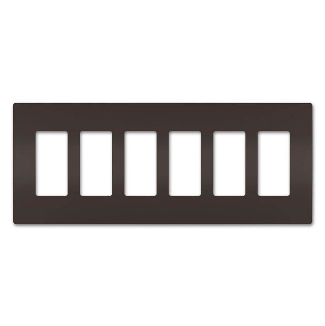 Legrand - radiant Six-Gang Screwless Wall Plate, Brown - Brown