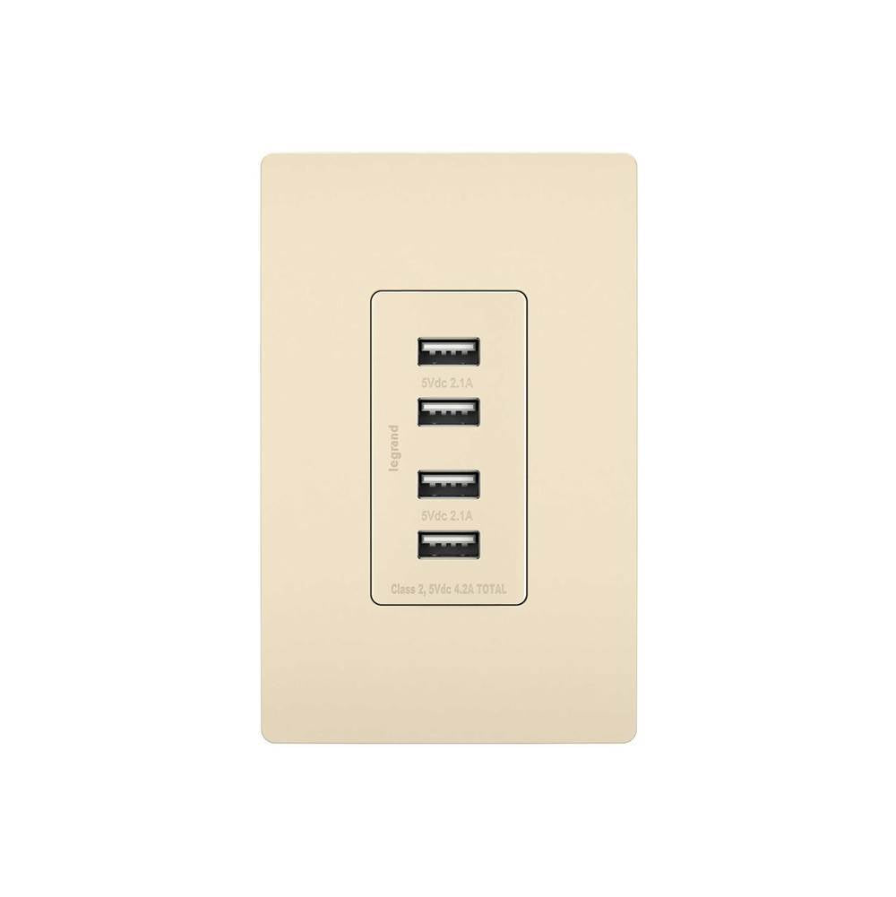 Legrand - radiant Quad USB Charger, Light Almond - Light Almond