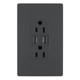 radiant 15A Tamper-Resistant USB Outlet, Graphite