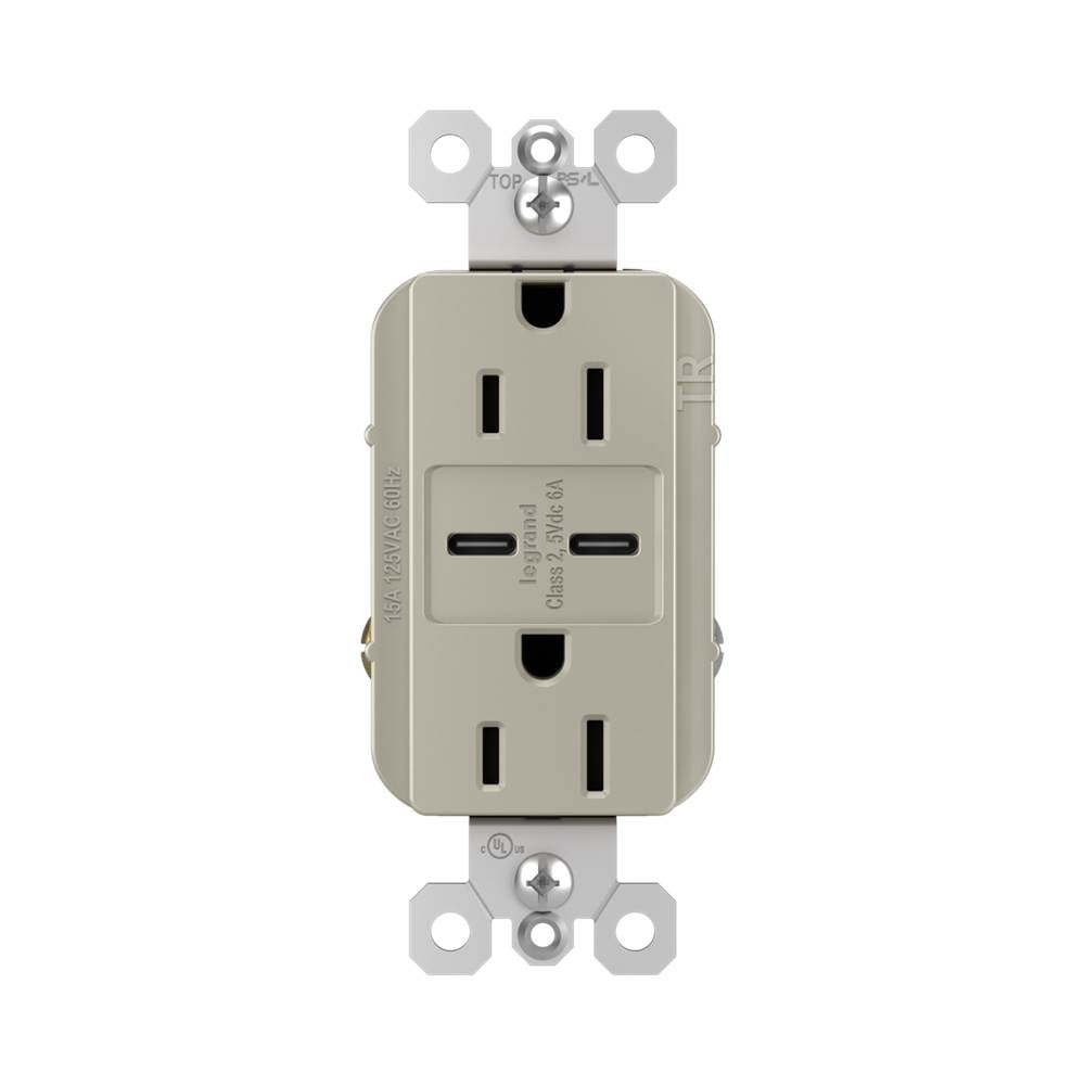 radiant 15A Tamper-Resistant Ultra-Fast USB Type C/C Outlet, Dark Bronze