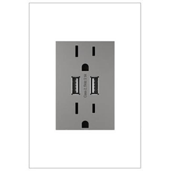 Legrand - Dual USB Plus-Size Outlet Combo - Magnesium
