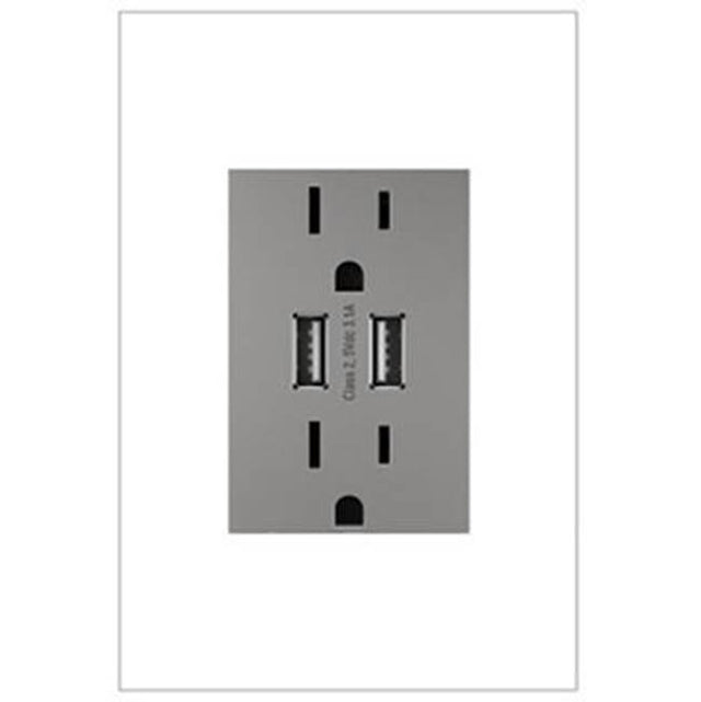 Legrand - Dual USB Plus-Size Outlet Combo - Magnesium