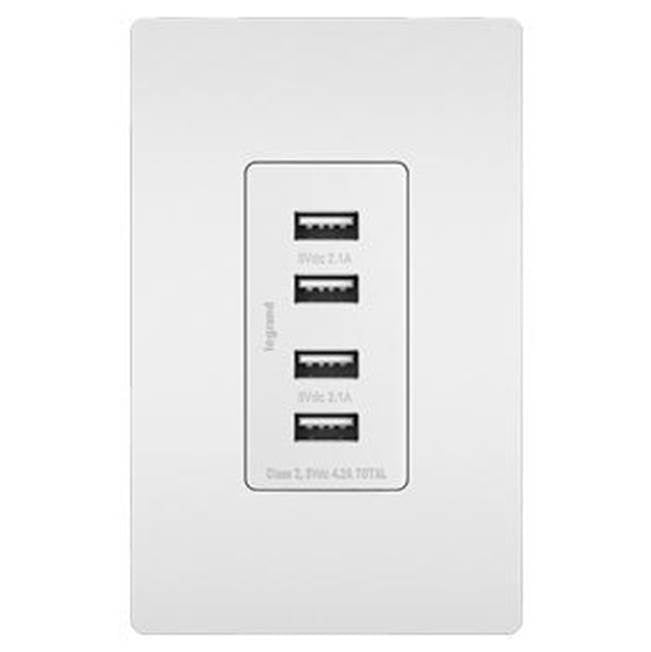 Legrand - radiant Quad USB Charger, White - White