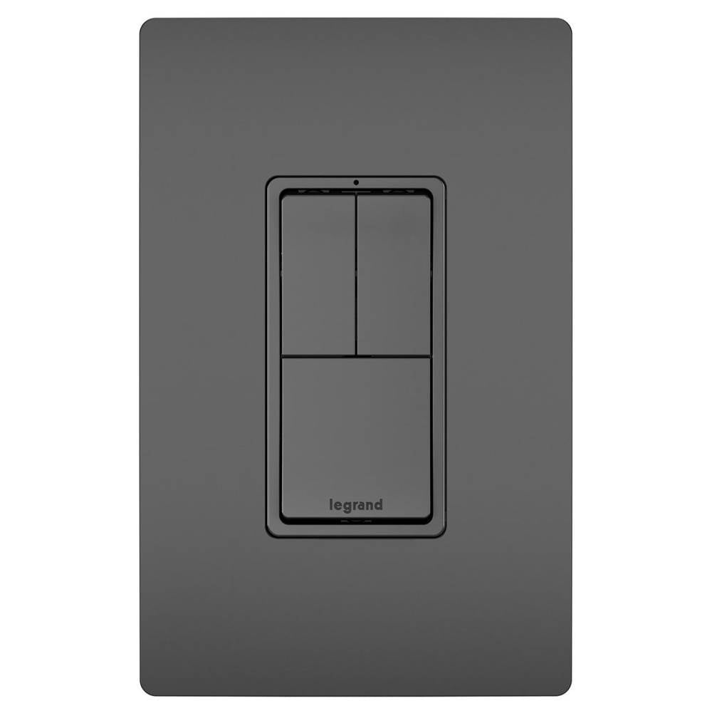 Legrand - radiant Two Single-Pole Switches and Single Pole/3-Way Switch, Black - Black