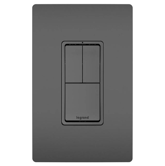 Legrand - radiant Two Single-Pole Switches and Single Pole/3-Way Switch, Black - Black