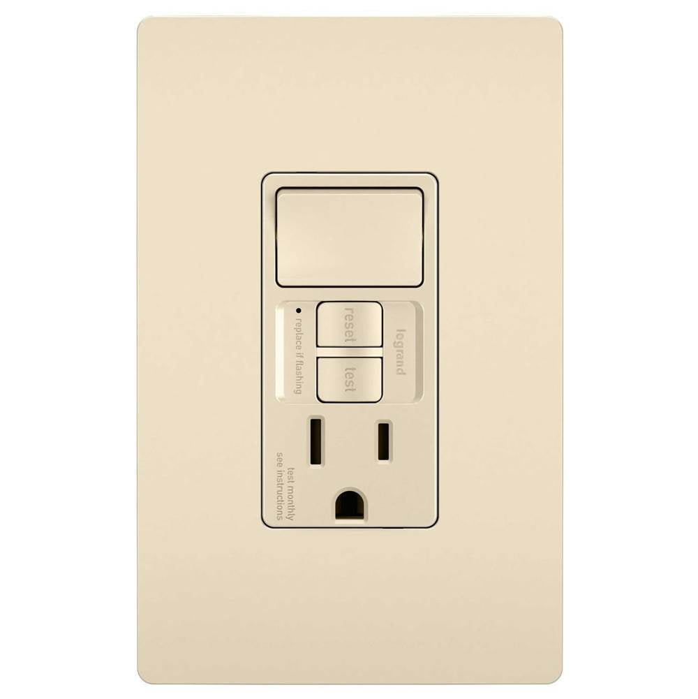 Legrand - radiant Single-Pole Switch with Tamper-Resistant Self-Test GFCI Outlet, Light Almond - Light Almond