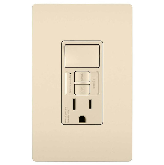 Legrand - radiant Single-Pole Switch with Tamper-Resistant Self-Test GFCI Outlet, Light Almond - Light Almond