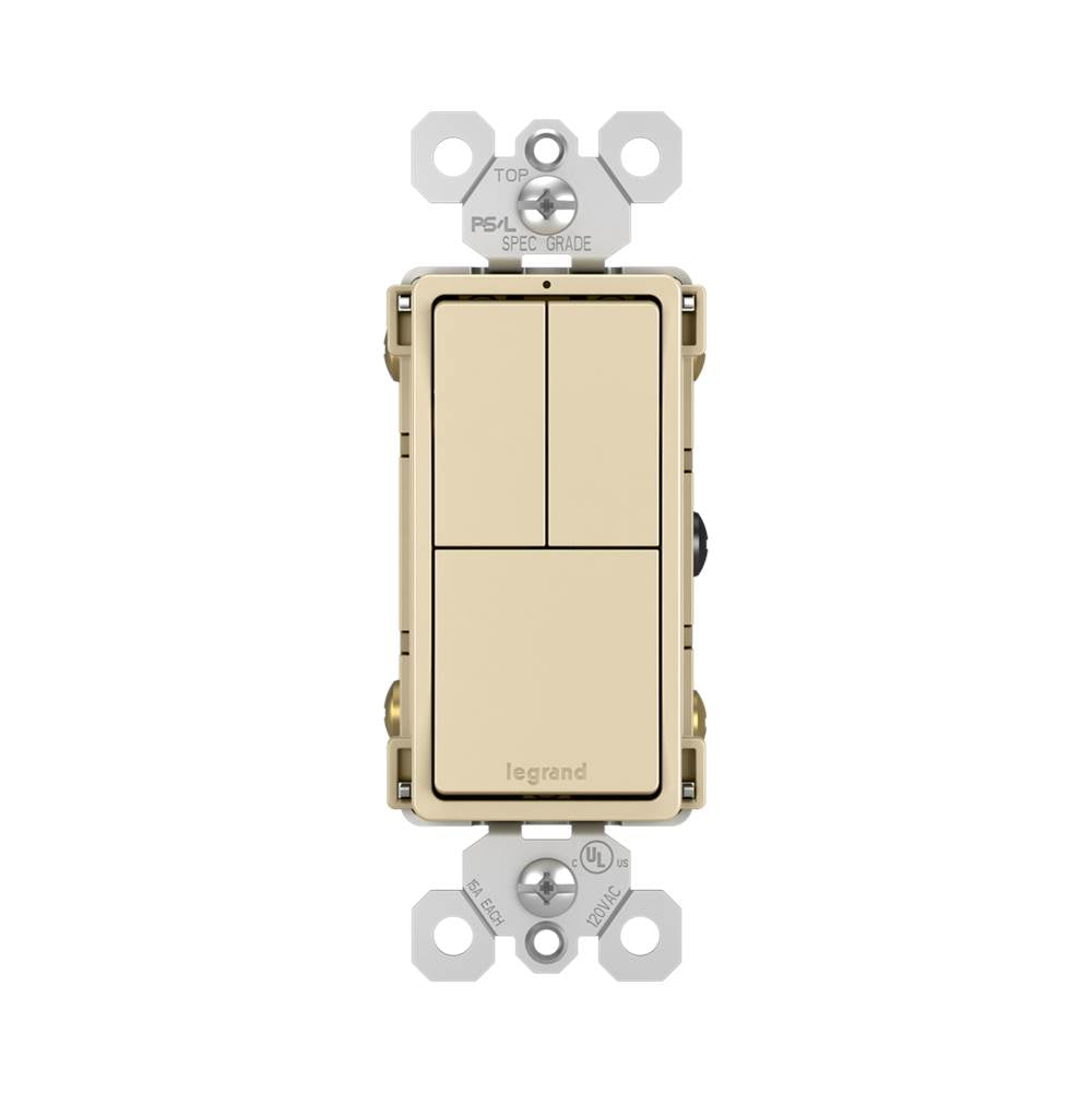 radiant Two Single-Pole Switches and Single Pole/3-Way Switch, Black