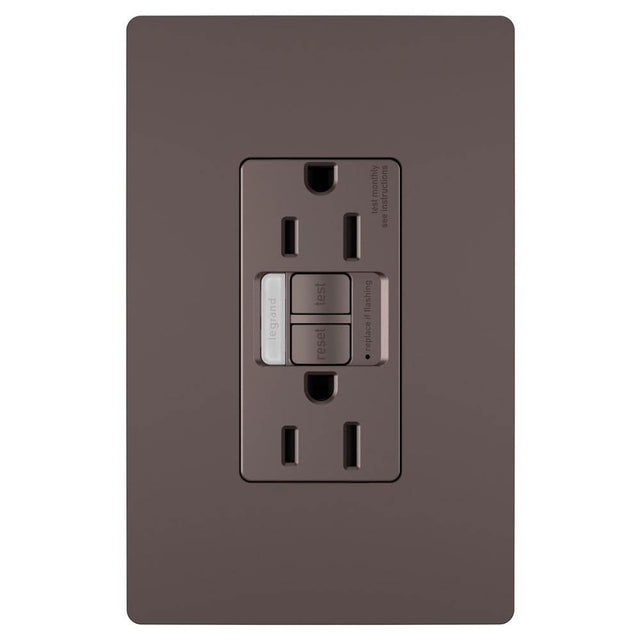 Legrand - radiant 15A Tamper-Resistant Self-Test GFCI Outlet with Night Light, Dark Bronze - Dark Bronze