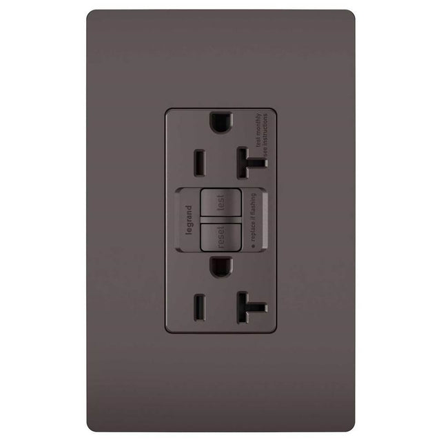 Legrand - radiant Spec-Grade 20A Tamper-Resistant Self-Test GFCI Receptacle, Brown - Brown