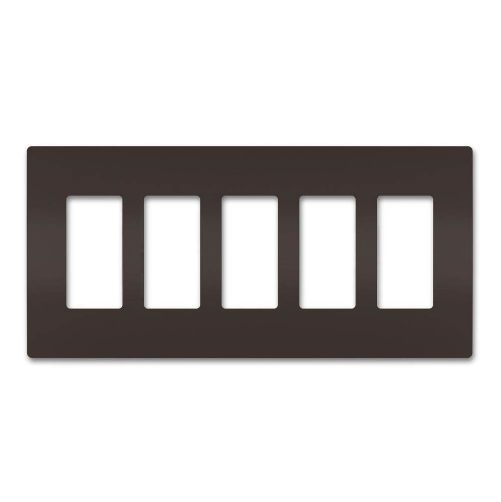 Legrand - radiant Five-Gang Screwless Wall Plate, Brown - Brown