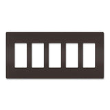 Legrand - radiant Five-Gang Screwless Wall Plate, Brown - Brown