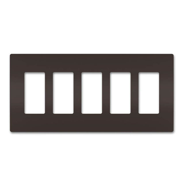 Legrand - radiant Five-Gang Screwless Wall Plate, Brown - Brown