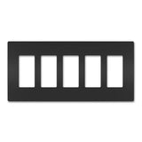 Legrand - radiant Five-Gang Screwless Wall Plate, Black - Black