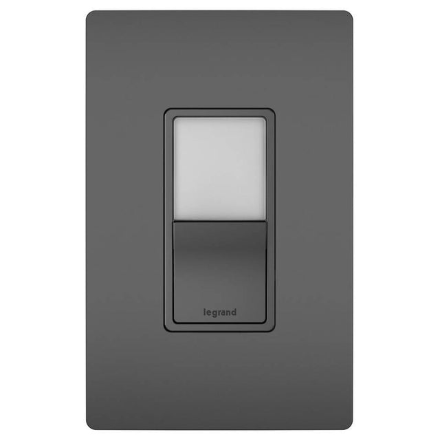 Legrand - radiant Single-Pole/3-Way Switch with Night Light, Black - Black