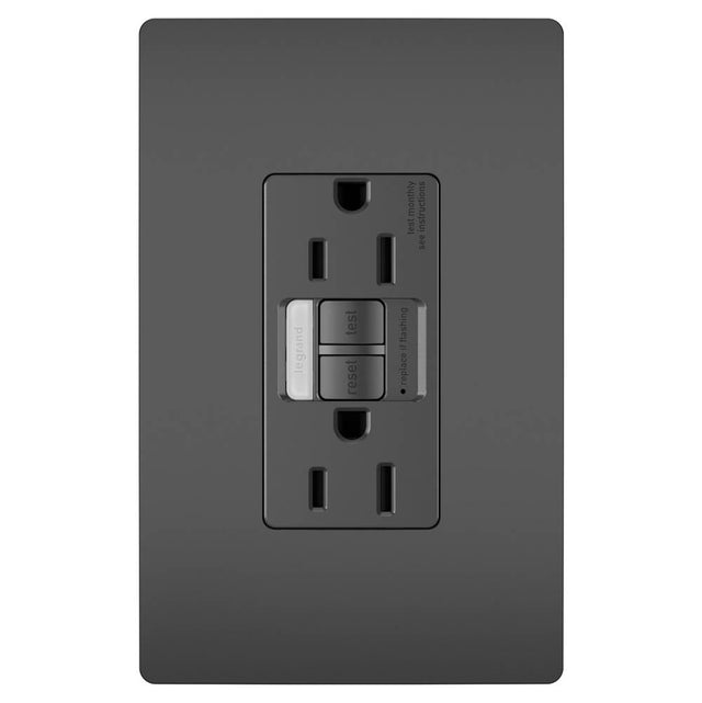 Legrand - radiant 15A Tamper-Resistant Self-Test GFCI Outlet with Night Light, Black - Black