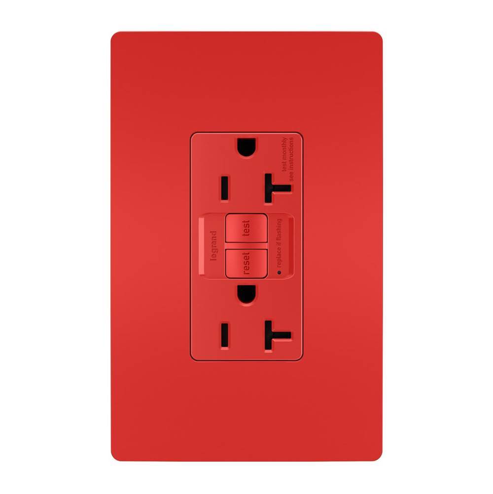 Legrand - radiant Spec-Grade 20A Tamper-Resistant Self-Test GFCI Receptacle, Red - Red