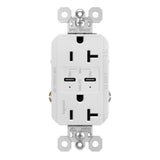 radiant 20A Tamper-Resistant Ultra-Fast PLUS Power Delivery USB Type-C/C Outlet - White