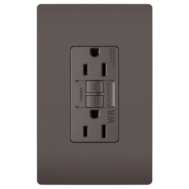 Legrand - radiant Spec-Grade 15A Weather-Resistant Self-Test GFCI Receptacle, Brown - Brown