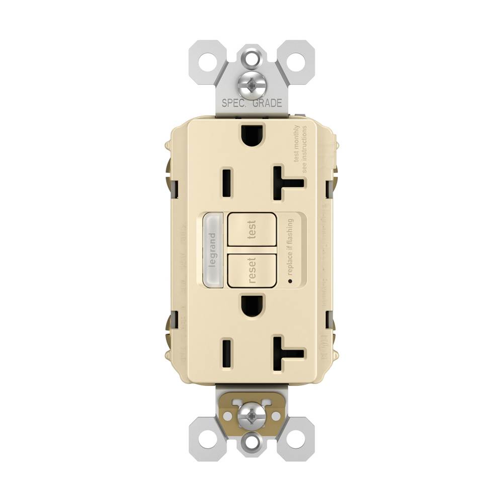 radiant 20A Tamper-Resistant Self-Test GFCI Outlet with Night Light, Gray